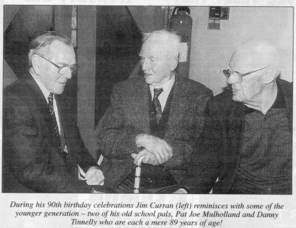 Jim Curran and friends in St Bronagh's GAA Club, Rostrevor on 29 December 2002, on the occasion of his 90th birthday