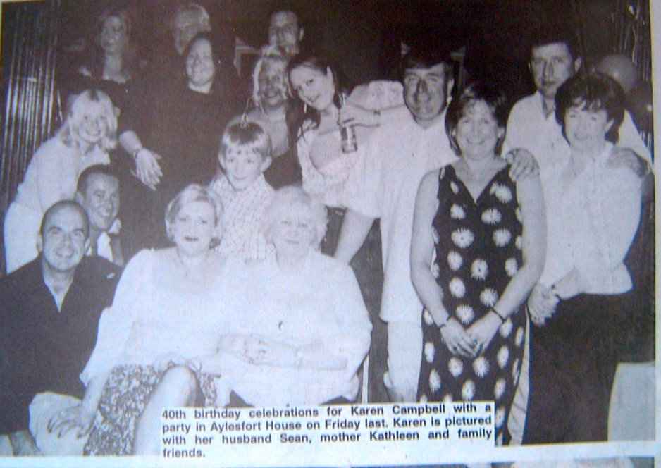 Karen Campbell and guests at her 40th birthday celebrations in Warrenpoint on 23 August 2002